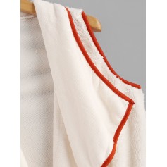 Fluffy Turndown Collar Waistcoat - Warm White S