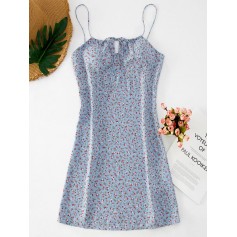  Ditsy Floral Short Cami Summer Dress - Baby Blue S